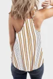 Casual Striped Strap Design O Neck Tops