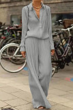 Fashion Street Solid Patchwork Turndown Collar Long Sleeve Two Pieces