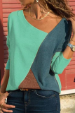 Casual Color Block Solid Color V Neck Tops(4 Colors)