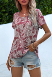 Casual Print Basic O Neck T-Shirts