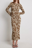 Casual Animal Print Contrast O Neck A Line Dresses