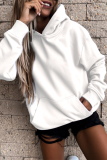 Casual Street Solid Patchwork Pocket Hooded Collar Tops