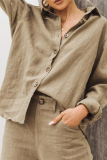 Casual Solid Patchwork Turndown Collar Tops
