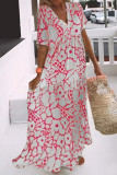 Elegant Geometric Printing V Neck A Line Dresses