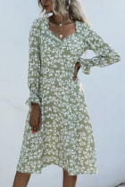 Fashion Street Print V Neck A Line Dresses