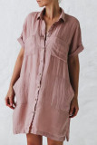 Fashion Casual Solid Split Joint Turndown Collar Straight Dresses