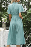 Elegant Print Frenulum With Bow Ribbon Collar Pleated Dresses