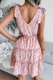 Casual Sweet Floral Strap Design Stringy Selvedge V Neck A Line Dresses