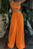 Casual Solid Frenulum Square Collar Sleeveless Two Pieces