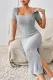 Casual Solid Slit Square Collar Short Sleeve Dress