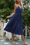 Elegant Dot With Belt V Neck A Line Dresses