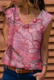 Casual Print Basic V Neck T-Shirts