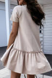 Fashion Casual Solid Patchwork O Neck Princess Dresses