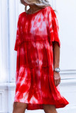 Fashion Casual Print Patchwork O Neck Princess Dresses