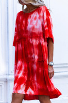 Fashion Casual Print Patchwork O Neck Princess Dresses