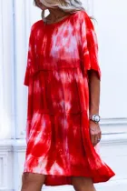Fashion Casual Print Patchwork O Neck Princess Dresses