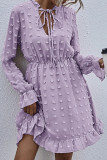 Fashion Street Solid Patchwork V Neck A Line Dresses