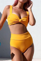 Sexy Solid Backless Fold Swimwears