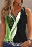 Casual Print Patchwork V Neck Tops