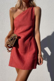 Fashion Casual Solid Split Joint One Shoulder A Line Dresses