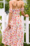 Fashion Street Print Patchwork Spaghetti Strap A Line Dresses