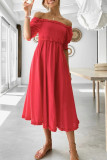 Sweet Elegant Solid Solid Color Off the Shoulder A Line Dresses