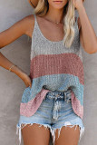Fashion Street Striped Split Joint U Neck Tops