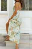 Fashion Sexy Print Spaghetti Strap A Line Dresses