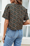 Fashion Casual Print Split Joint Square Collar T-Shirts
