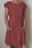 Fashion Street Solid Split Joint O Neck A Line Dresses