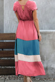 Elegant Solid Split Joint V Neck Dresses