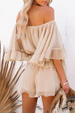 Fashion Casual Solid Patchwork Off the Shoulder Loose Rompers