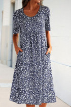 Fashion British Style Print Split Joint O Neck Dresses