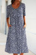 Fashion British Style Print Split Joint O Neck Dresses