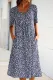 Fashion British Style Print Split Joint O Neck Dresses