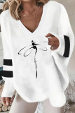 Casual Street Print Patchwork V Neck Tops