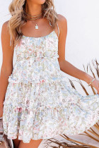 Fashion Street Print Split Joint Spaghetti Strap Princess Dresses