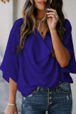 Casual Solid Patchwork V Neck Tops