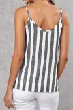 Casual Striped Buckle V Neck Tops