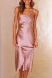 Fashion Celebrities Solid Split Joint Spaghetti Strap A Line Dresses