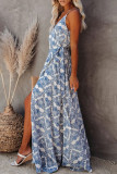 Fashion Bohemian Print Frenulum V Neck A Line Dresses