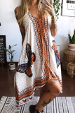 Casual Print Butterfly Print Backless V Neck Irregular Dress Dresses
