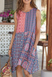 Fashion Street Print Split Joint O Neck A Line Dresses