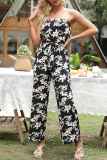 Elegant Floral Bandage One Shoulder Straight Jumpsuits