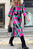 Casual Plaid Print Patchwork Half A Turtleneck Dresses(Without Belt)
