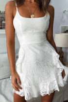 Fashion Street Print Flounce Spaghetti Strap Sling Dresses