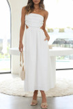 Sexy Celebrities Solid Backless Strapless Waist Skirt Dresses(4 Colors)