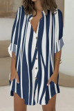 Casual Print Pocket Mandarin Collar Shirt Dress Dresses