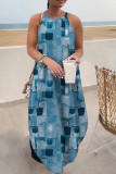 Casual Print Basic O Neck Long Dress Dresses