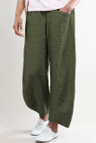 Fashion Casual Solid Pocket Loose Mid Waist Wide Leg Bottoms